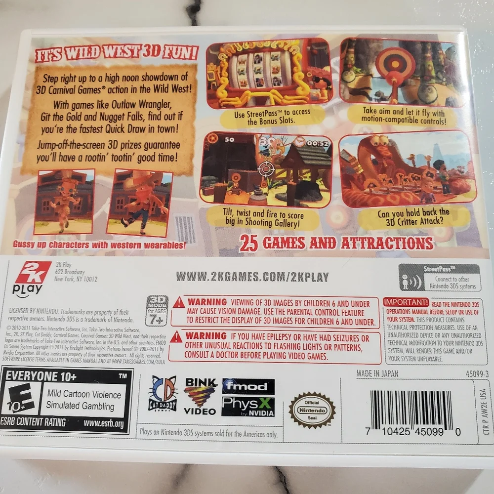 Carnival Games: Wild West Nintendo 3DS Video Game  *TESTED*
